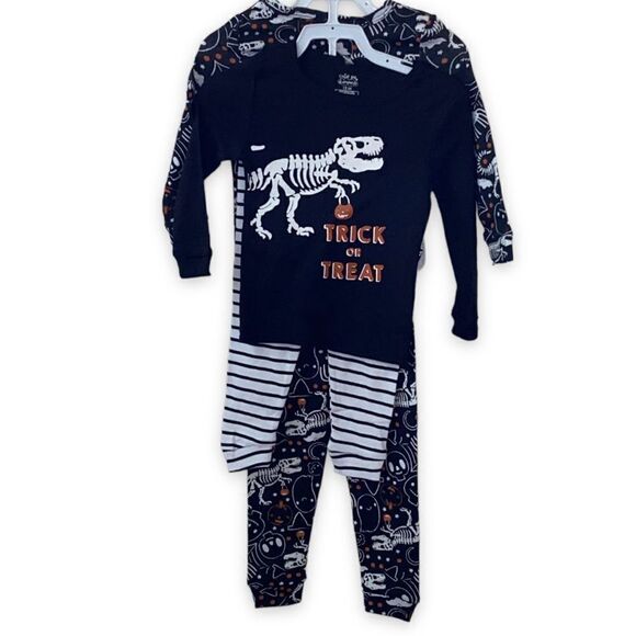 Cutie Pie Dreamers Glow in the Dark Multipack T-Rex Halloween PJ Set 12M - Picture 2 of 9